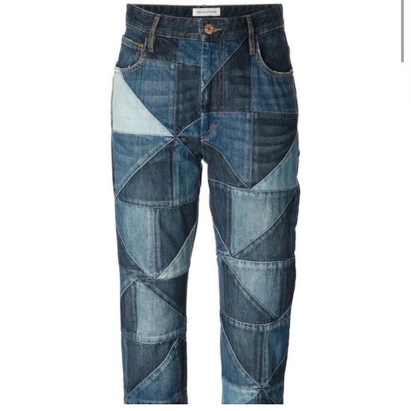 Isabel Marant Jeans | Patchwork Denim Geometric Blue | Isabel Marant Etoile | 38 - Picture 1 of 9
